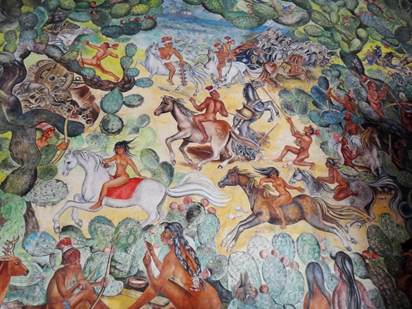 Uno de los múltiples murales que narran la historia y gente de Aguascalientes. Palacio de Gobierno