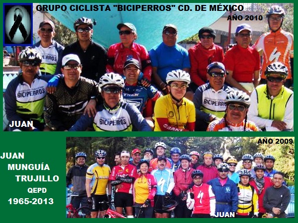 Grupo ciclista Biciperros Cd. de México con Juan Munguía T. 1965-2013