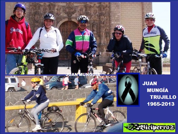 Ciclista Juan Munguía T., 1965-2013, en rodadas a Tepotzotlán y a Tres Marías con el Grupo Biciperros
