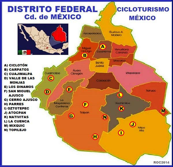 Cicloturismo México, rutas en el Distrito Federal, Cd. de México
