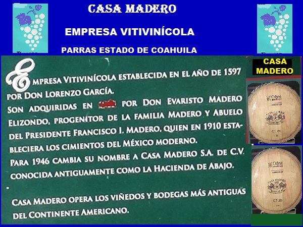 Casa Madero Empresa Vitivinícola de Parras Pueblo Mágico del Estado de Coahuila. Cicloturismo México