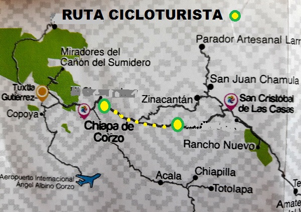 Ruta cicloturista Chiapa de Corzo-San Cristóbal de las Casas, por autopista