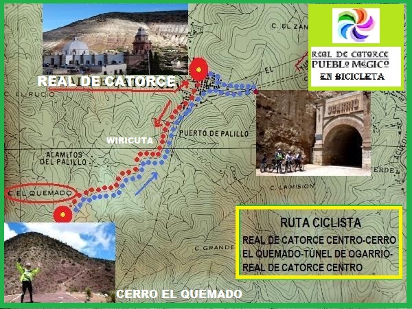 Ruta de bicicleta en Real de Catorce Pueblo Mágico y Cerro el Quemado Centro Ceremonial de la Cultura Huichol, por el camino sagrado Wiricuta