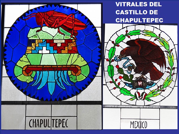 Vitral con escudo de Chapultepec y México, Castillo de Chapultpec, Alcaldía Miguel Hidalgo, CDMX
