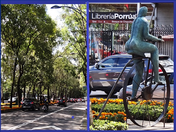 Paseo de la Reforma y estructura de bicicleta, senderismo urbano, Ciudad de México