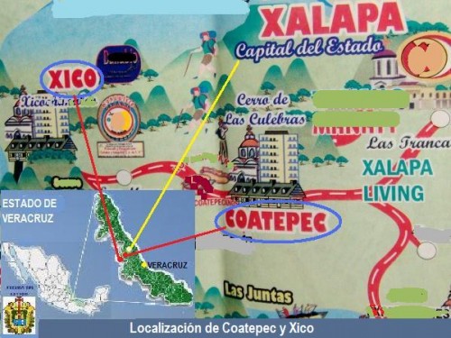 Coatepec está a una altura de 1200 msnm, en las coordenadas 19°27´latitud norte y 96°58´long. oeste