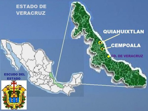 Localización y ubicación geográfica: Quiahuiztlan 19° 35' latitud norte y 96° 18' longitud oeste y Cempoala a