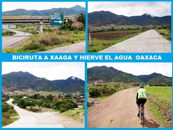 Ruta en bicicleta carretera vecinal a Comunidad Rural de Xaaga, rumbo a Hierve el Agua, Estado de Oaxaca