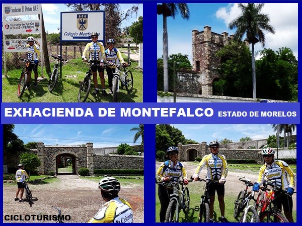 Cicloturistas en Exhacienda de Motefalco, ruta a Chalcatzingo Estado de Morelos