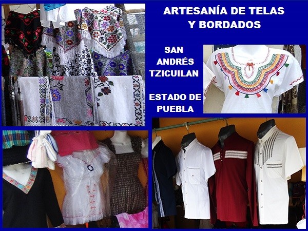 Artesanía de telas y bordados, Tzicuilan, Estado de Puebla. Senderismo México