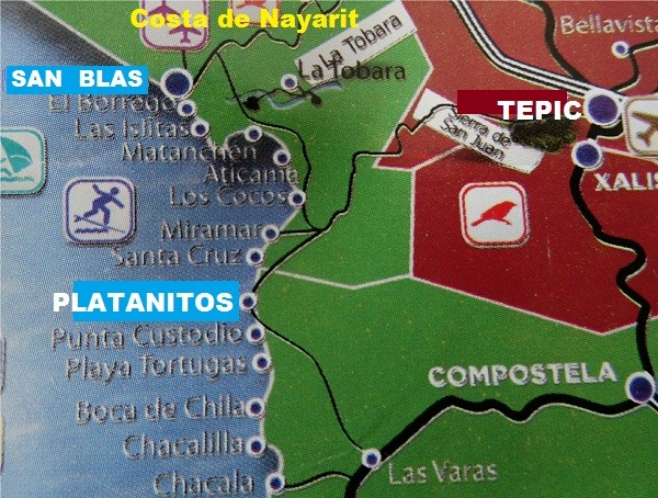 Playa Platanitos, Nayarit, mapa de ubicación,