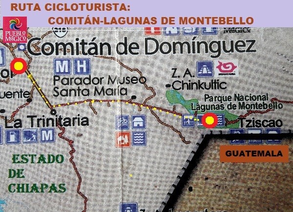 Ruta cicloturista  Comitán-Lagunas de Montebello, Estado de Chiapas