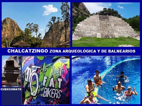 Chalcatzingo zona arqueológica, de balnearios y del Cuexcomate. Grupo ciclista FitFat Bikers Jonacatepec, Estado de Morelos